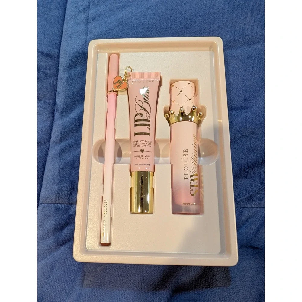 P.Louise The Lip Check Lip Kit Pink Apricot Smoothie 3pc Set NEW